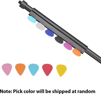Image de Support de rangement pour plectres de guitare avec 5 picots en caoutchouc, clip de serrage pour pied de micro score, diamètre universel 16-19 tubes