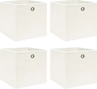 Obrázok produktu pre Úložné boxy 4 ks, biele 32x32x32 cm, látka