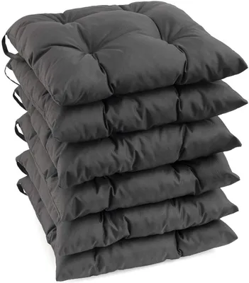 Produktbild von 6-er Set Stuhlkissen ca. 40x40x5 cm, Outdoorkissen Stuhlkissen Zierkissen Gartenstühle Gartenstuhlkissen Stuhlkissen Sitztkissen Grau