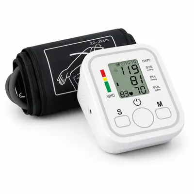 Produktbild von Blutdruckmessgerät für den Oberarm – digitales Oberarm-Blutdruckmessgerät mit Pulsmessung, LCD-Display, WHO-Anzeige, Speicher & Manschette 22–32 cm