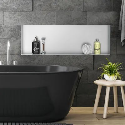 Obrázek produktu pro LuxeBath Nástěnná výklenek z nerezové oceli, 90x30x10 cm, stříbrný, bez okrajů, obkládatelný výklenek pro koupelnové potřeby, sprchová polička, sprchový regál