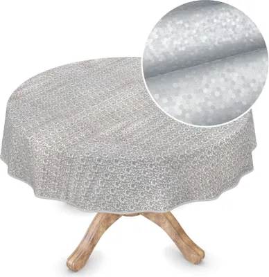 Produktbild von Tischdecke Wachstuch Premium Gepunktet Grau Robust Wasserabweisend Rund 150 cm