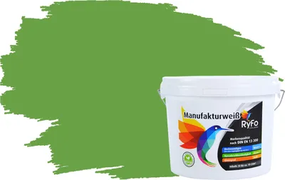 Produktbild von RyFo Colors Bunte Wandfarbe Manufakturweiß Schilfgrün 3l - weitere Grün Farbtöne und Größen erhältlich, Deckkraft Klasse 1, Nassabrieb Klasse 1