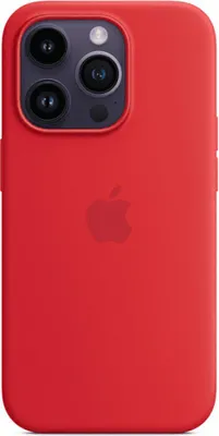 Produktbild von Apple iPhone 14 Pro Silikon Soft Case Hülle Rot, MagSafe-kompatibel, Mikrofaser