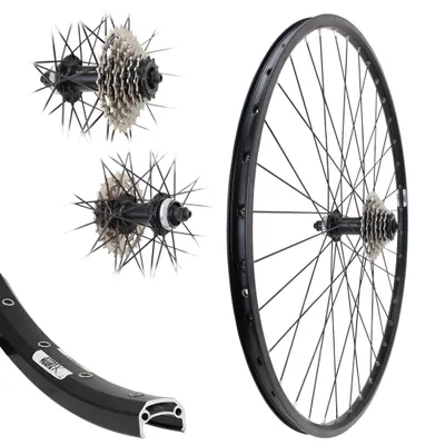 Produktbild von 28 Zoll Hinterrad Disk 19-622 Hohlkammer Centerlock schwarz + 7-fach Kassette