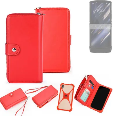 Produktbild von K-S-Trade 2in1 Schutzhülle Portemonnee Handyhülle mit Bumper kompatibel mit Motorola Razr (2019) Hülle Case Etui Geldbörse Smartphone rot (1x)