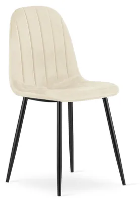 Image de Chaise - Leobert - Padva - Velours Beige Clair/Pieds Noirs - 44,5 X 53 X 87 Cm