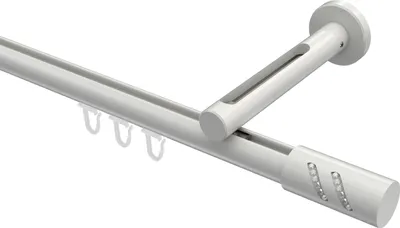 Produktbild von Interdeco Innenlaufstange / Gardinenstange mit Innenlauf Weiß, Typ Siteno Zoena (Glitzerzylinder), 20 mm Ø 1-läufig, 520 cm