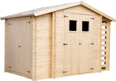 Produktbild von TIMBELA M389 - Drewniana szopa ogrodowa z drewutnią W328xL206xH218 cm/ 3,53 + 0,97 + 0,97 m2 - Wodoodporny dach