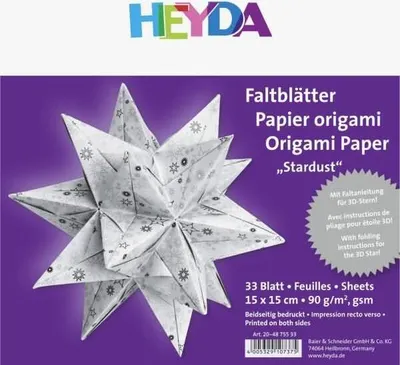 Produktbild von Heyda 204875533 Faltblätter "Paisley" 15 x 15 cm silberfarben/weiß