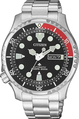 A close-up, front-facing view of a Citizen Promaster automatic diver watch.
