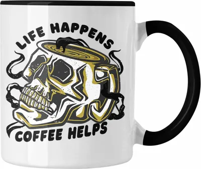 Produktbild von Trendation - Tasse Totenkopf Kaffeeliebhaber Geschenk Spruch (Schwarz)