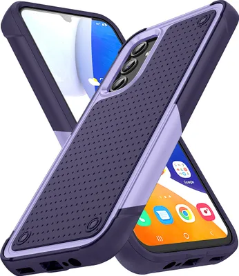 Produktbild von Für Samsung Galaxy A14 5G Hülle Militärqualität Stoßfest Hybrid 2 in 1 Hart PC Weich TPU Handyhülle Lila Blau