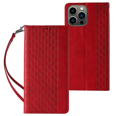 Obrázek produktu pro Pouzdro s magnetickým páskem pro iPhone 14 Plus se slotem na kartu, červené