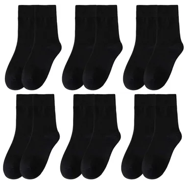 Produktbild von 6 Paar Damen Crew Socken Baumwolle Socken Atmungsaktive Sportsocken Freizeitsocken, Schwarz
