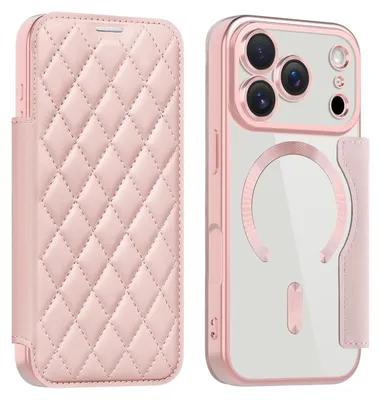 Produktbild von Für Apple iPhone 17 Pro 360 Grad Full Body Magsafe RFID Anti Datenklau Kunst Leder Hülle Tasche Rosa