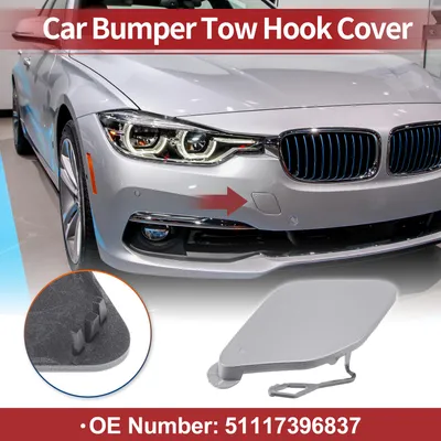 Image de Cache De Traction De Pare-Chocs De Voiture Cache De Traction Cap No.51117396837 Pour Bmw 320I 2016-2018 Ton ArgentšŠ Plastique 1 Piššce Avant Avec Crochet Durable
