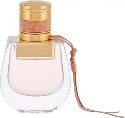A clear studio shot of a Chloé Nomade Eau de Parfum bottle.