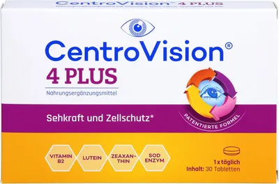 Produktbild von CentroVision 4 Plus Tabletten für Sehkraft und Zellschutz, 30 St. Tabletten