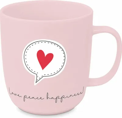 Produktbild von PPD Love, peace, happiness Mug 2.0 D@H, Henkelbecher, Kaffeetasse, Becher, Tasse, New Bone China, Rosa, 400 ml, 561102072