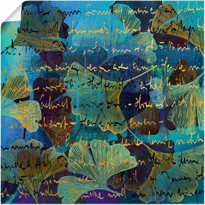 Produktbild von ARTland Poster Ginko auf Blau Größe: 100x100 cm