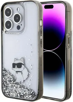 Image de Karl Lagerfeld Klhcp15Llkcnsk Iphone 15 Pro 6.1 Transparent Hardcase Liquid Glitter Choupette