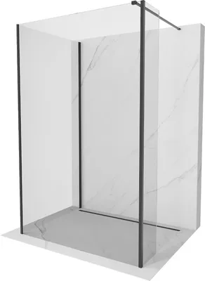 Produktbild von Mexen Kioto Duschwand Walk-in 135 x 120 x 30 cm, transparent, schwarz - 800-135-120-221-70-00-030