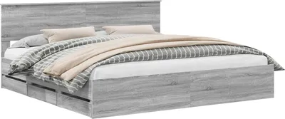 Image de vidaXL Cadre de lit gris Sonoma 200 x 200 cm Bois d'ingénierie