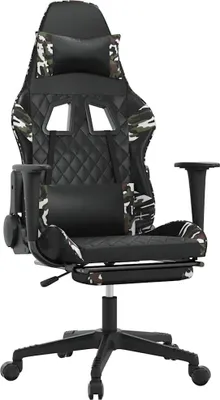 Obrázok produktu pre herné kreslo vidaXL s masážnou opierkou na nohy Black Camouflage Faux Leather