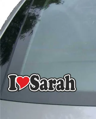 Produktbild von INDIGOS UG - Aufkleber / Autoaufkleber I Love Heart - Ich liebe mit Herz 15 cm - I LOVE Sarah - Auto LKW Truck - Sticker mit Namen vom Mann Frau Kind