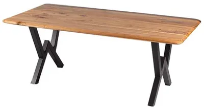 Produktbild von Exklusiver Esszimmertisch Designer Holzplatte Edles Metallgestell