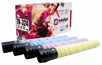 Produktbild von Inkdigo Tonerset TN324 für Minolta BizHub C258, C308, C368 – CMYK,, KI-generiertes Bild