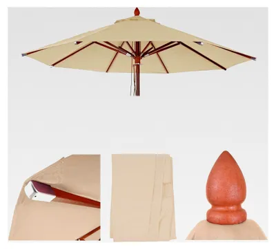 Produktbild von Ersatzbezug für Holz-Sonnenschirm, rund Ø3m, Polyester 3kg - Creme