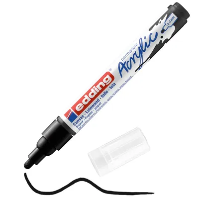 Produktbild von Edding 5100 Acrylmarker Medium, Schwarz, Schwarz, Medium, 2 mm, 3 mm, Tinte auf Wasserbasis