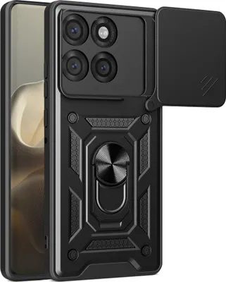 Produktbild von Motorola Edge 60 Pro Hülle - Coverup Armor Ring Ständer Back Cover mit Kamera Schutz - Schwarz