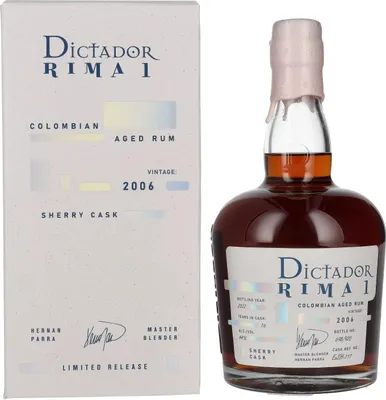 Image de Dictador RIMA 1 16 Years Old SHERRY Cask Vintage 2006 44% Vol. 0,7l en boîte cadeau