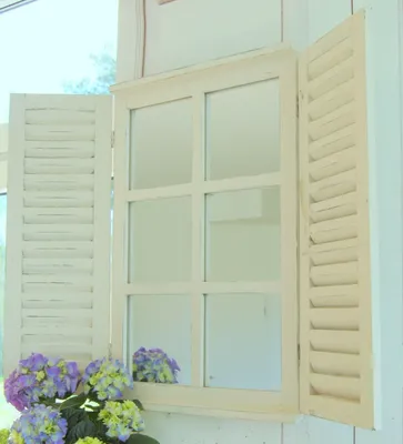 Produktbild von Landhaus Spiegel, Wandspiegel BILLUND mit Fensterläden im Shabby Chic