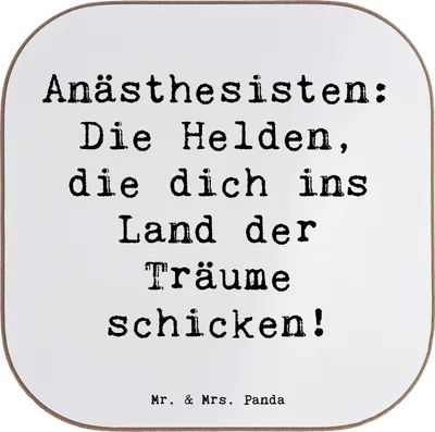 Produktbild von Mr. & Mrs. Panda Tischuntersetzer Spruch Anästhesist Held - Weiß - Geschenk, Einfühlungsvermögen, Untersetzer für Gläser, gläseruntersetzer, Beruf, Holzuntersetzer
