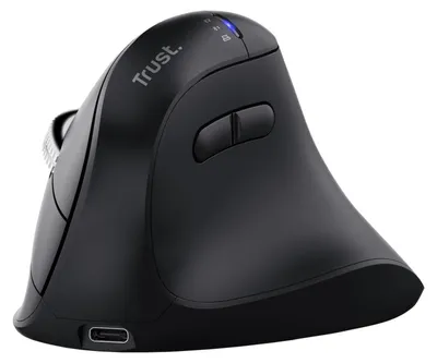 Produktbild von Trust Vyran, rechts, Vertikale Ausführung, Optisch, RF Wireless + Bluetooth, 4800 DPI, Schwarz