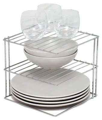 Produktbild von 3-stufiges Tellerregal – Küchenschrank-Organizer – Chrom – Quadratisch