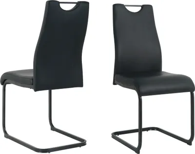Produktbild von Möbilia Freischwinger-Stuhl 2er Set | Kunstleder | Freischwingergestell | B 42 x T 56 x H 98 cm | schwarz – schwarz | 21020058 | Serie STUHL