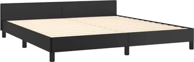 Image de vidaXL vidaXL-Cadre de lit-avec-tête-de-têtes-en-simili cuir-noir-180x200-cm