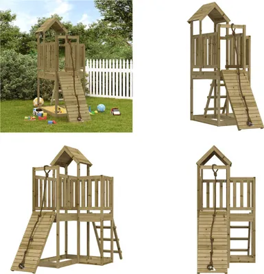 Produktbild von vidaXL Spielturm mit Kletterwand Imprägniertes Kiefernholz - Spielturm - Spieltürme - Spielhaus - Spielturm Mit Kletterwand