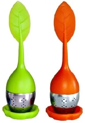 Produktbild von CHPN - Tee-Ei - Tee-Ei - Teefilter - Teesiebe - Zweier-Set - Teeblatt - Inkl. Untersetzer - Zufällige Farbe - Teebeutel - Tee
