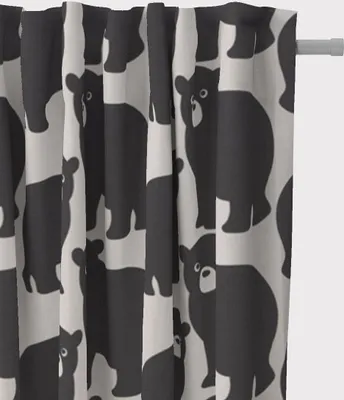 Produktbild von SCHÖNER LEBEN. Vorhang Bären Halbpanama weiß schwarz 245cm oder Wunschlänge Aufhängung Smok-Schlaufenband