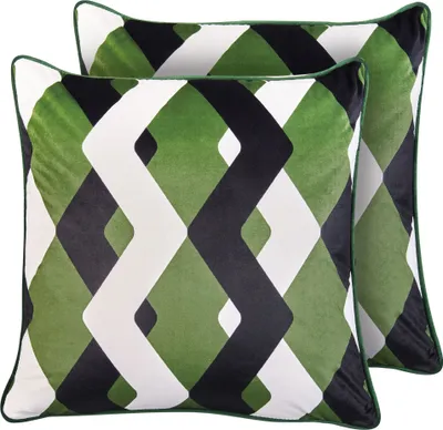 Obrázek produktu pro BELIANI Sada 2 venkovních dekorativních polštářů vícebarevná polyester 45 x 45 cm geometrický vzor zahrada příslušenství
