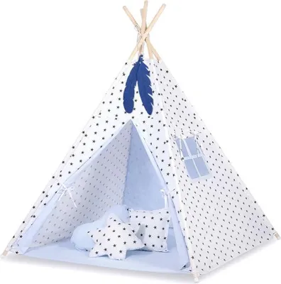 Obrázok produktu pre Detský stan Tipi - hrací stan - bezpečná a umývateľná bavlna, vrátane hracej podložky a vankúša