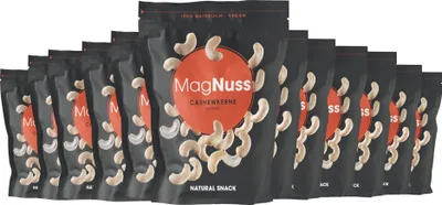 Produktbild von MagNuss Cashews | geröstete, ungesalzene Cashewkerne, 12 x 200g-Vorratspackung | vegan, glutenfrei