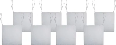 Produktbild von BELIANI Sitzkissen für Gartenstuhl 8er Set Grau Meliert Leinenoptik Stoffbezug mit Bindebändern 46x46 cm UV-beständig Modern Outdoor Stuhlkissen