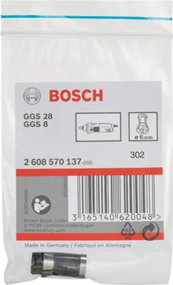 Immagine prodotto di Mandrino a pinza senza dado di serraggio, 6 mm, per smerigliatrici diritte Bosch